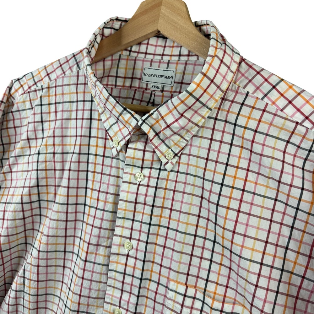 Maus & Hoffman Mens XXXL Button Down Shirt Tattersall Check Cotton Long Sleeve